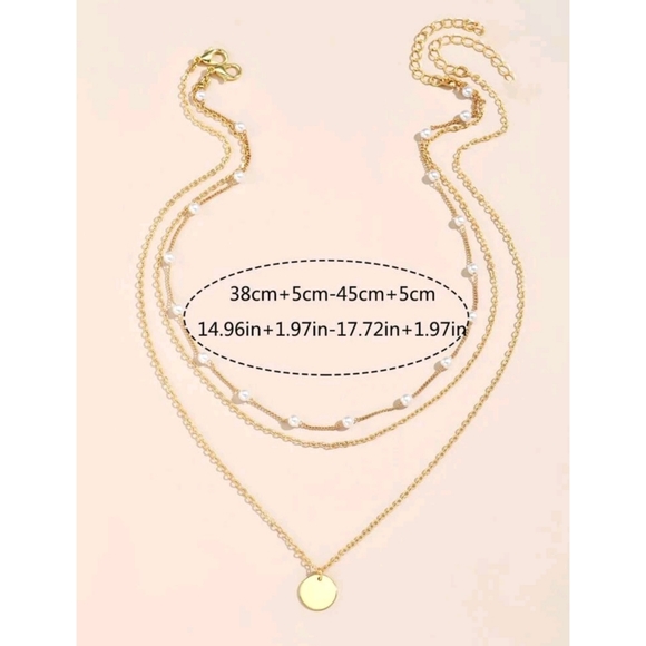 Anthropologie Kelly Minimalist Pearl Gold Pendant Layered Necklaces - Picture 5 of 5